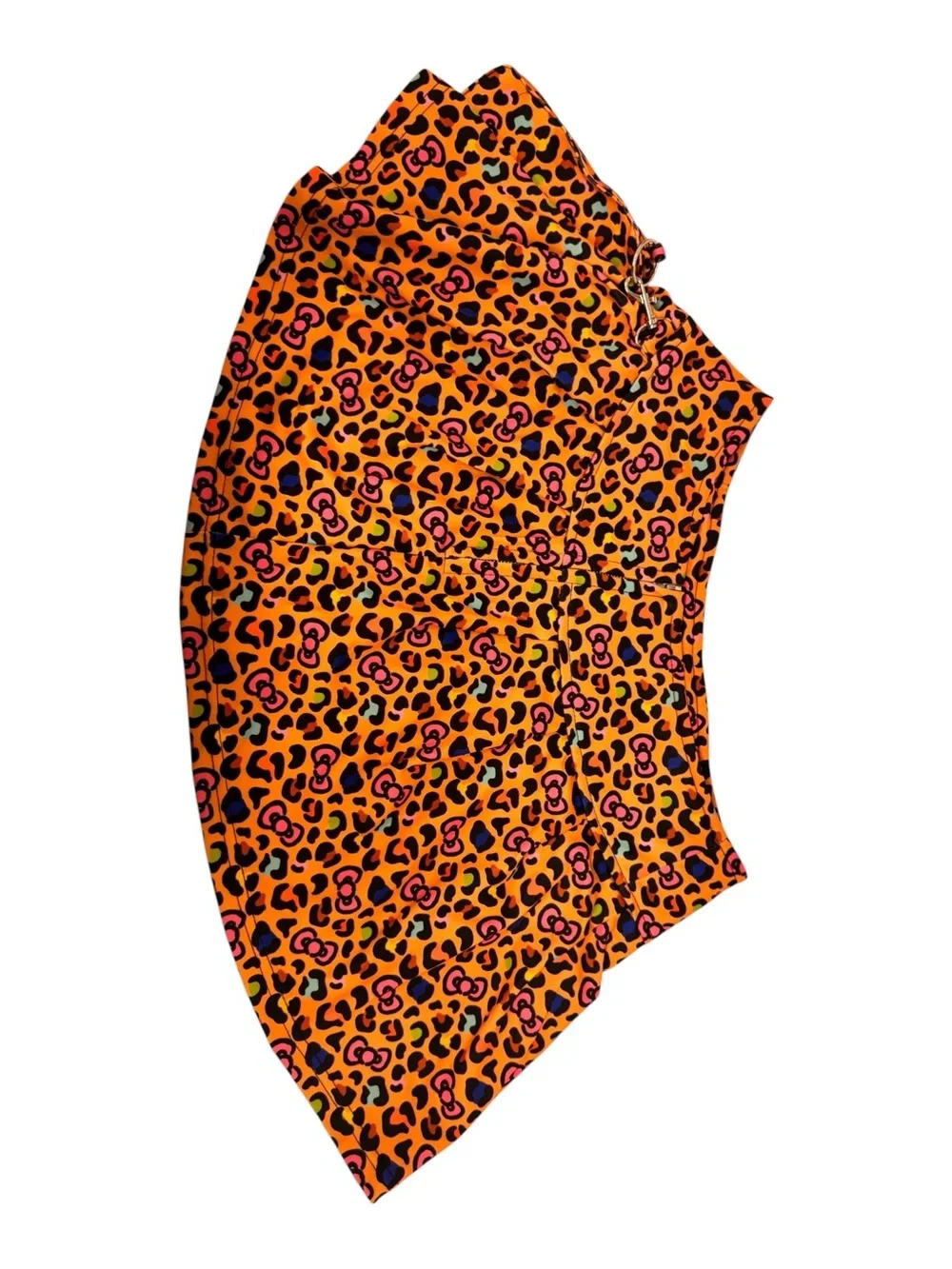 Hello Kitty Orange Leopard Print Skirt with Colorful Spots and Patch